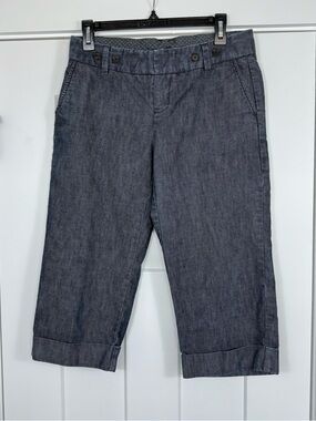 Gap Denim Capris Dark Wash Cuffed Hems Straight Leg Back Pockets Women’s Size 6